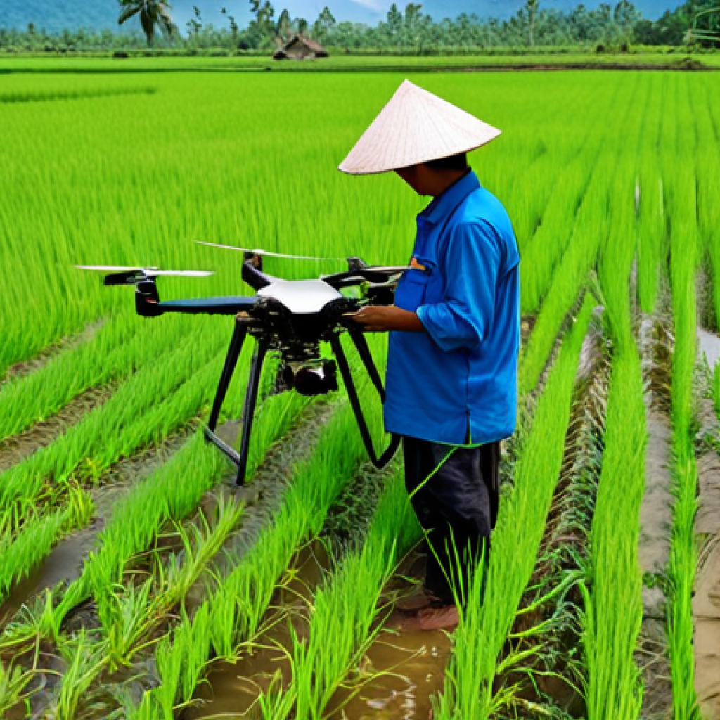 Sustainable Farming in Thailand**

"A lush green rice paddy field in rural Thailand, fully clothed farmers tending to the crops using sustainable practices, appropriate attire, showcasing traditional Thai farming techniques alongside modern technology like drone monitoring, safe for work, perfect anatomy, natural proportions, professional agricultural photography, high quality, family-friendly, modest farming scene."

**