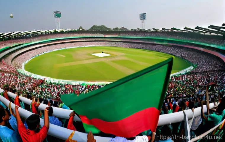 방글라데시의 스포츠 스타 - **Prompt: Cricket - Shakib Al Hasan in Action with Passionate Fans**
    "A dynamic, wide-angle shot...