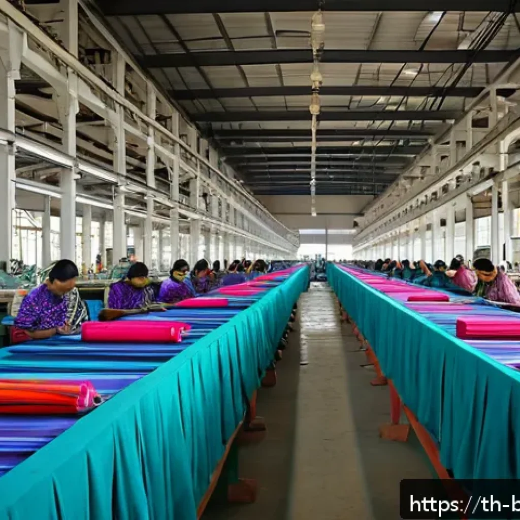 방글라데시의 민간 투자 기회 - A bustling modern textile factory in Bangladesh showcasing skilled workers in modest attire, operati...